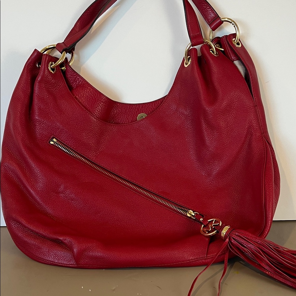 Michael Kors Chic Red Leather Hobo Bag